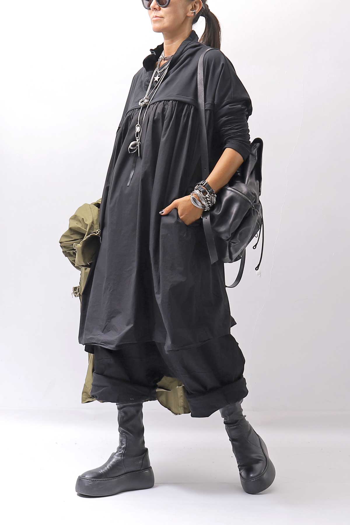 【RUNDHOLZ】 COTTON TUNIC DRESS_BLACK