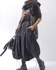 【RUNDHOLZ】 MULTIWAY LINEN COTTON SUSPENDER SKIRT PANTS 209 5311/03_BLACK