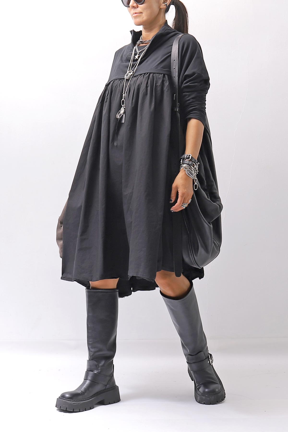 【RUNDHOLZ】 COTTON TUNIC DRESS_BLACK