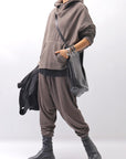 【studio b3】 UNISEX COTTON KNIT BOX SARROUEL RIBBED PANTS SHB2232_TRUFFLE