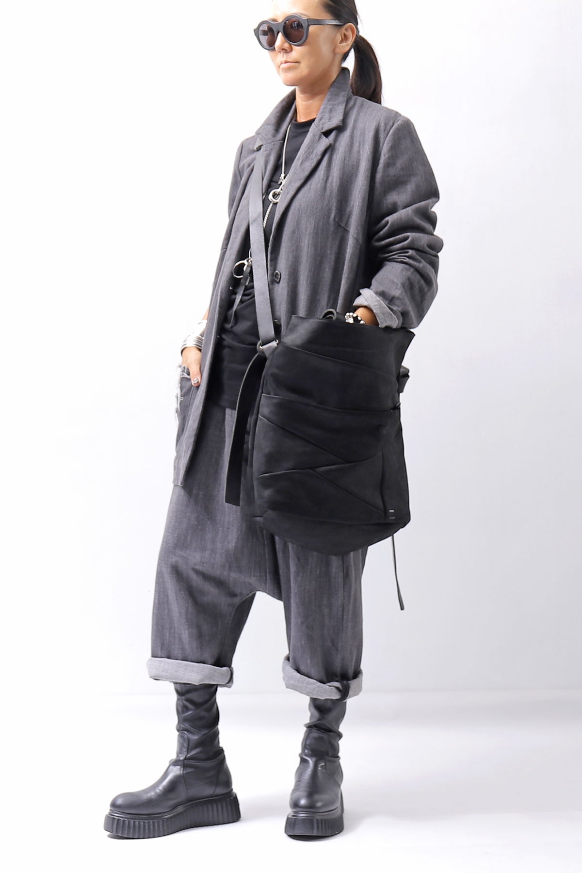 DANIELE BASTA】 UNISEX 2WAY PATCHWORK SHOULDER BAG_BLACK