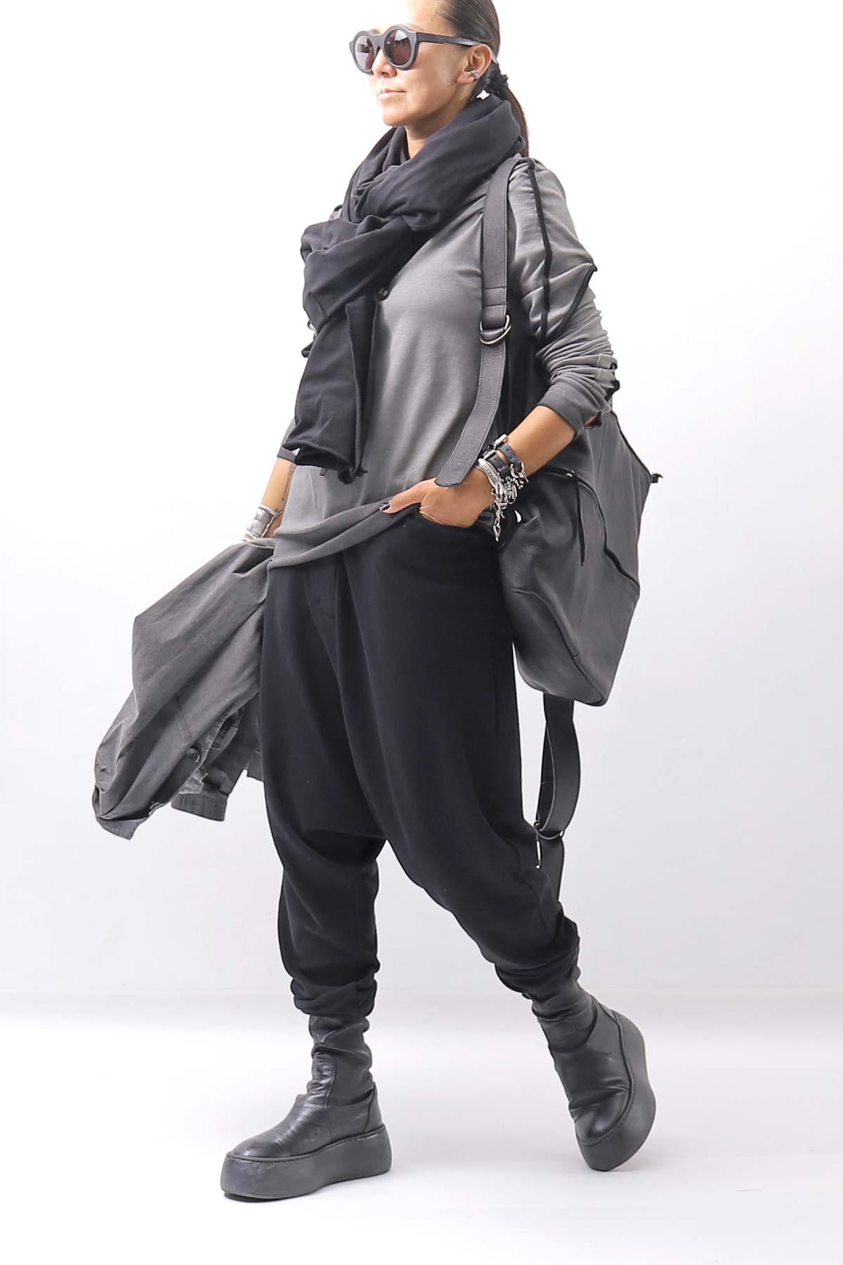 【studio b3】 UNISEX LIGHT SWEAT COTTON STOLE SHB M01_BLACK