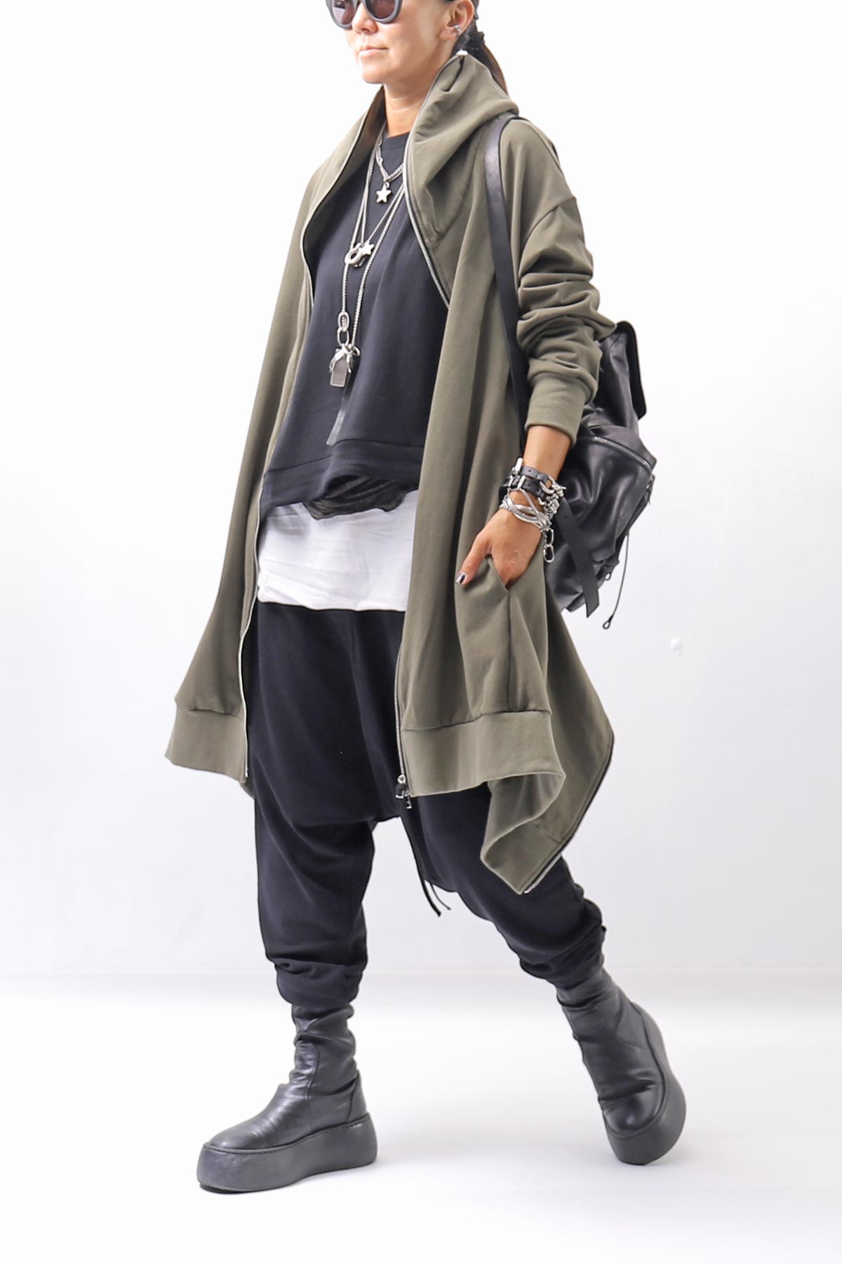 【studio b3】 UNISEX COTTON KNIT BOX SARROUEL RIBBED PANTS SHB2232_BLACK