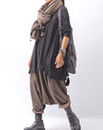 【PLÜ】 UNISEX COTTON SWEAT WIDE SARROUEL PANTS PL16P_CHOCOLATE