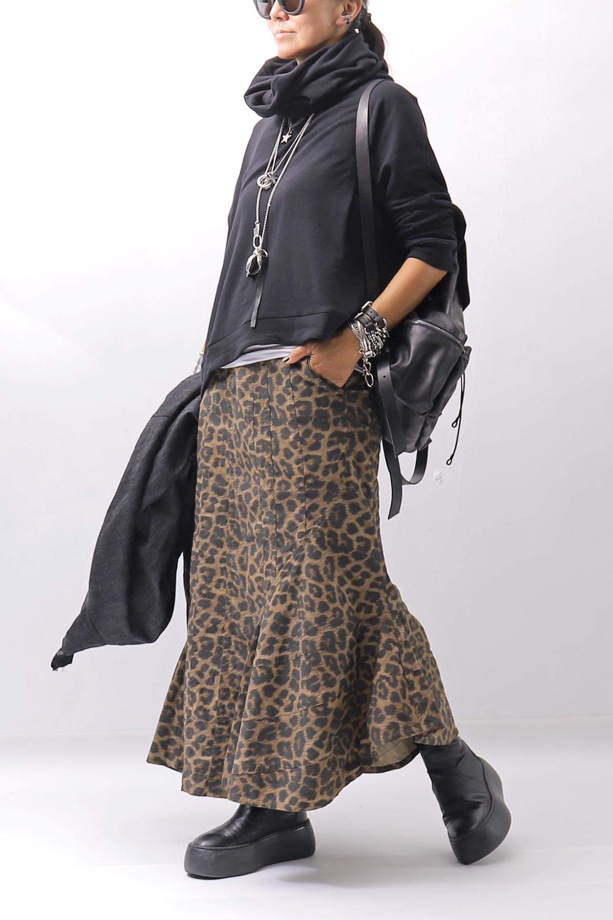 【studio b3】 UNISEX COTTON KNIT TOP &amp; SNOOD SET SHB2268_BLACK