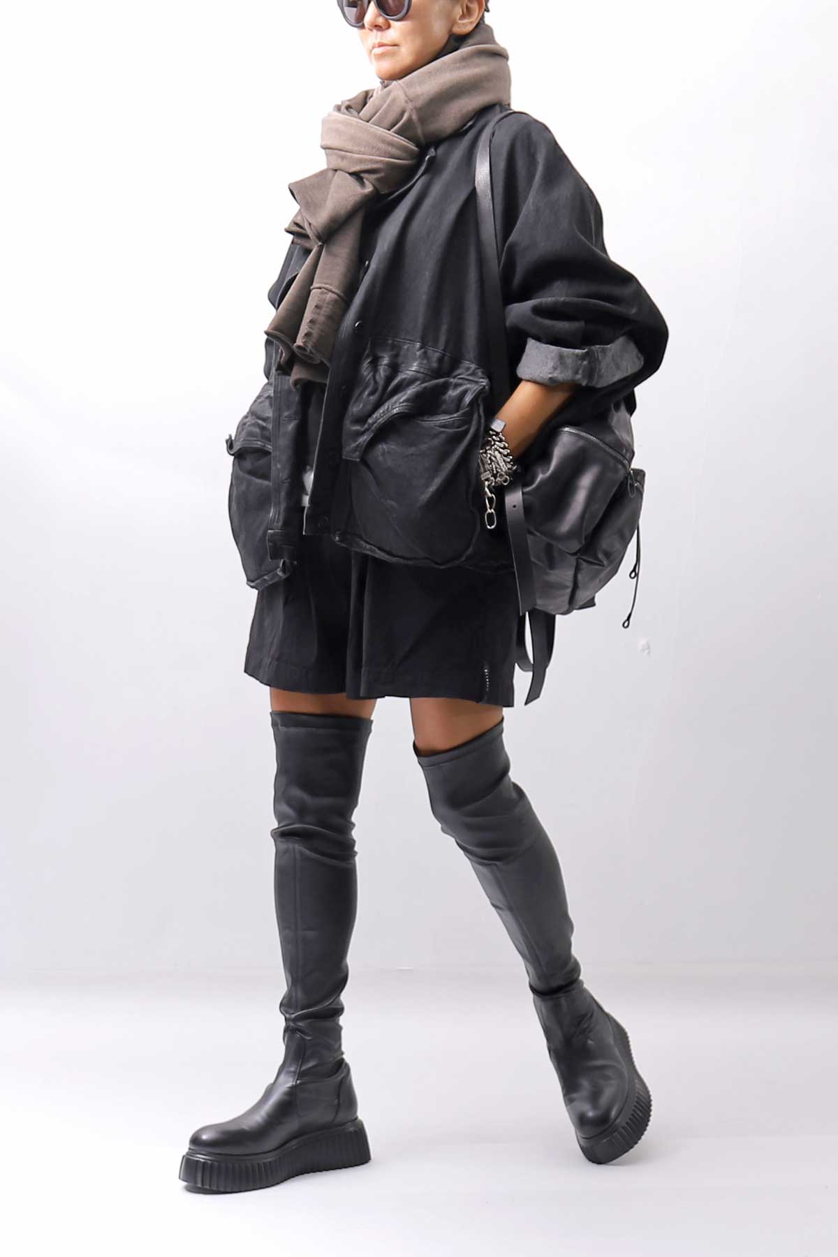 【AGL】 STRETCH LEATHER OVER-THE-KNEE HIGH BOOTS_BLACK