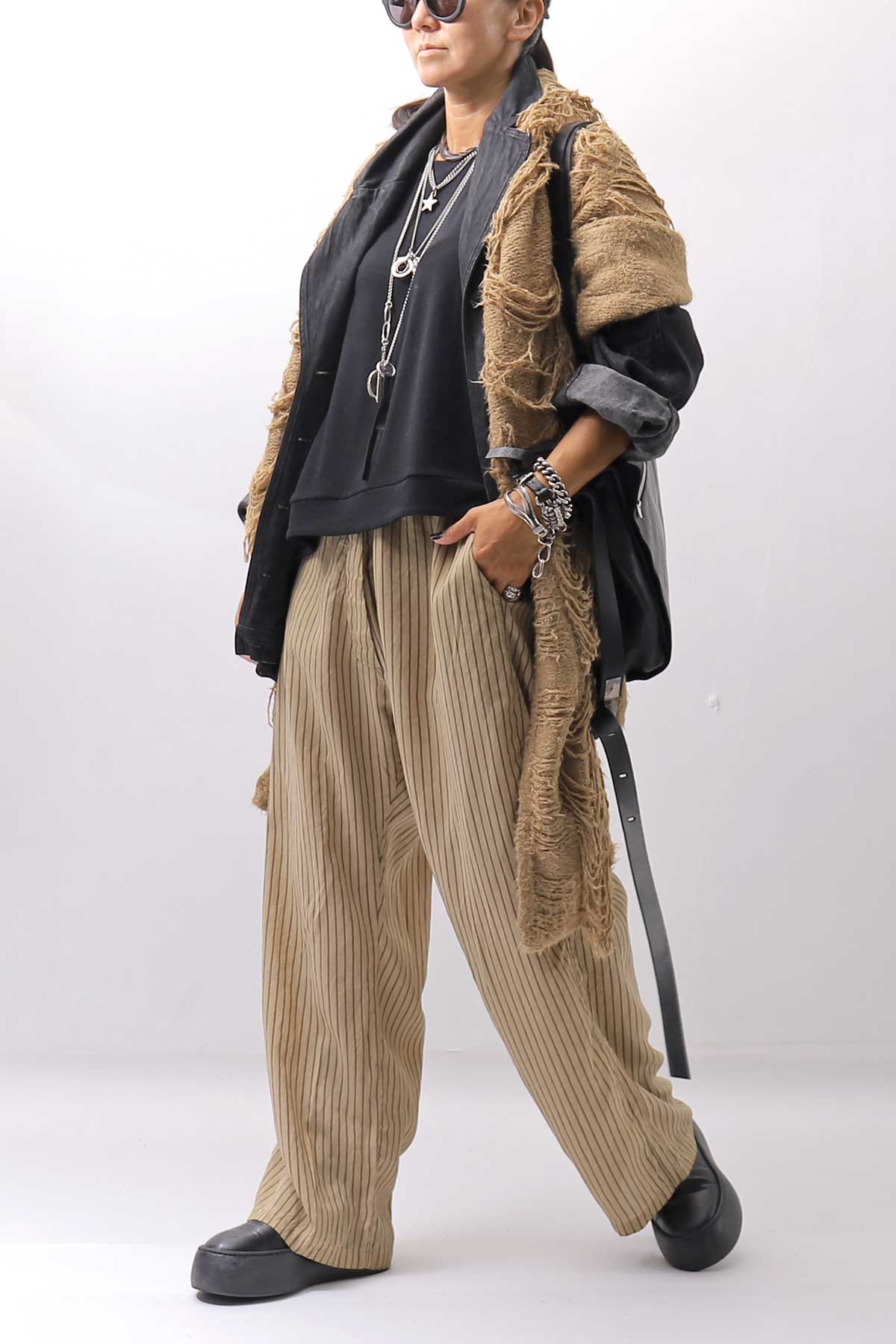 【RUNDHOLZ】 VINTAGE-DYED STRIPED WIDE PANTS_CLAY CLOUD STRIPE
