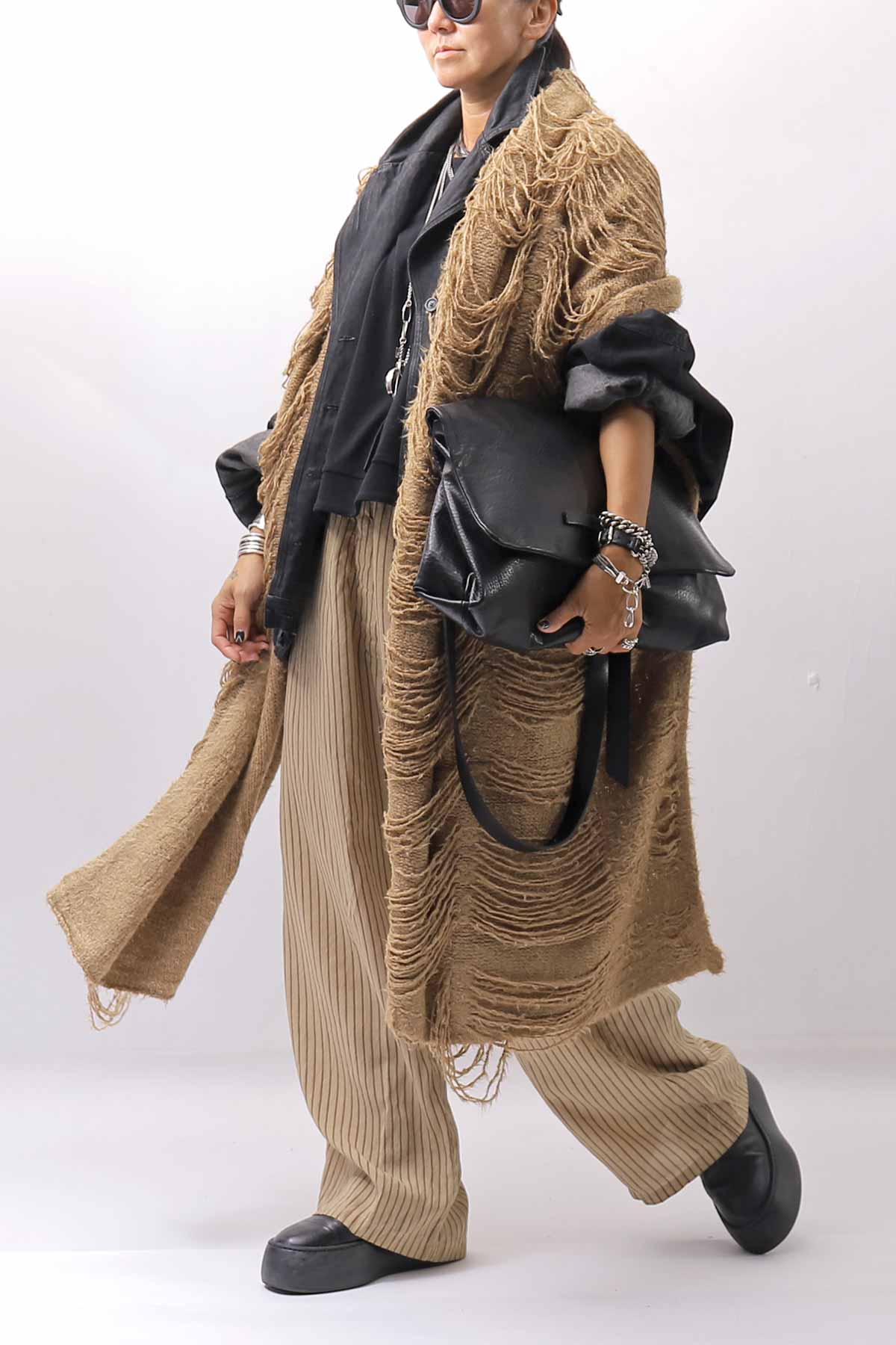 【RUNDHOLZ】 GRUNGE FRINGE SILK KNIT STOLE_DAKAR