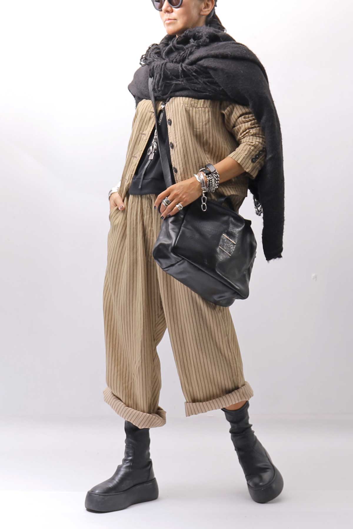 【RUNDHOLZ】 VINTAGE-DYED STRIPED WIDE PANTS_CLAY CLOUD STRIPE