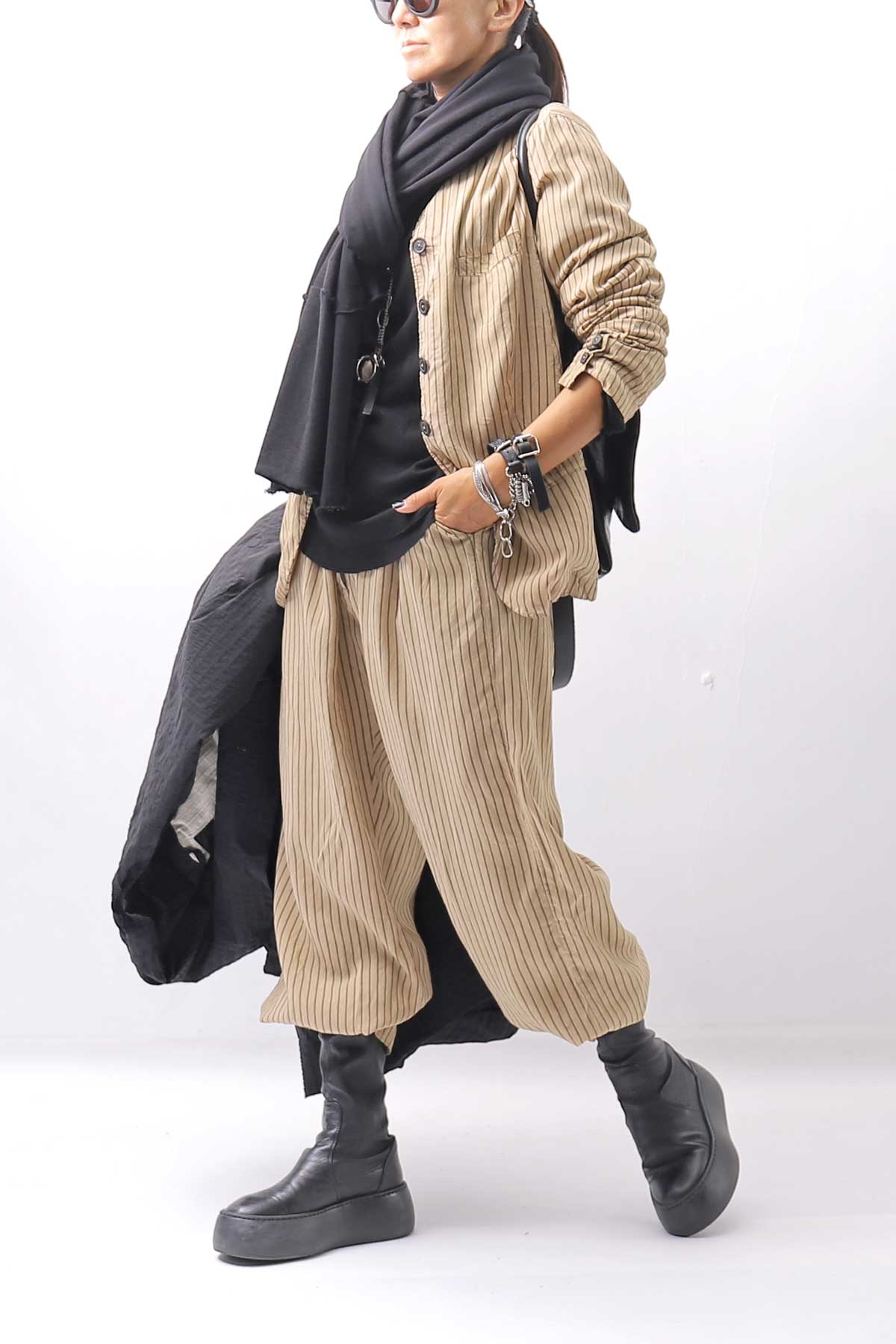 【RUNDHOLZ】 VINTAGE-DYED STRIPED WIDE PANTS_CLAY CLOUD STRIPE