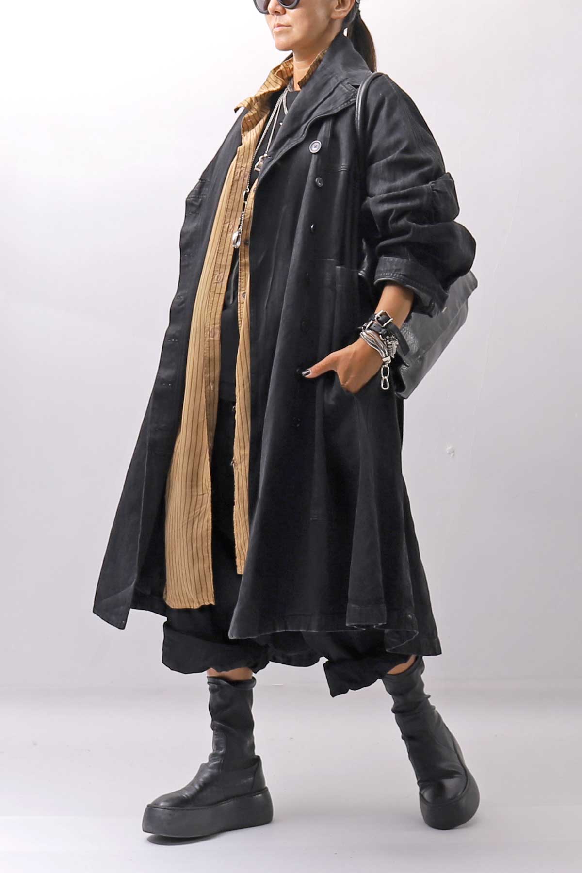 【RUNDHOLZ】 VINTAGE-DYED OVERSIZED STRIPED SHIRT_DAKAR CLOUD STRIPE