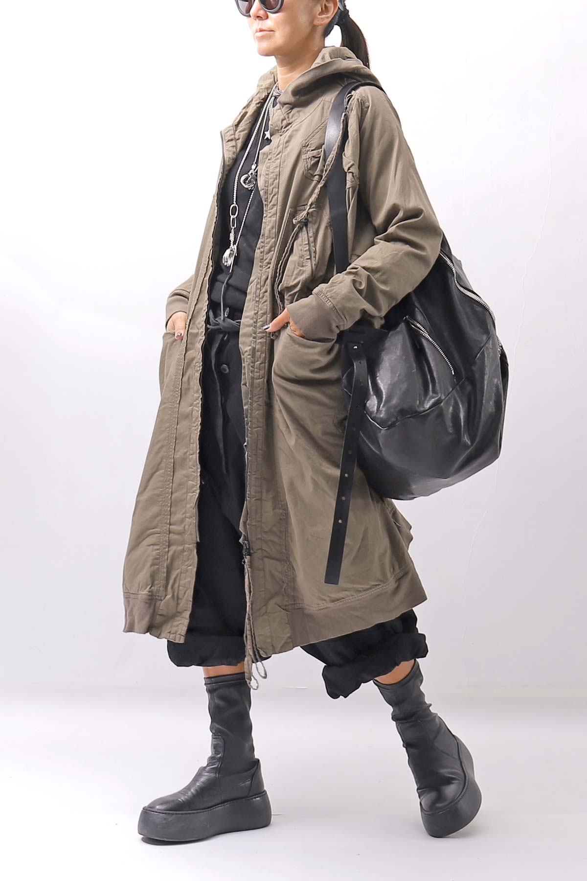 【RUNDHOLZ】 UNISEX ZIPED POCKETS＆HOOD LONG COAT 260 1208_DUNE