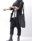 【studio b3】 UNISEX CRINKLED SOFT COTTON CARDIGAN JACKET RBB1971_BLACK