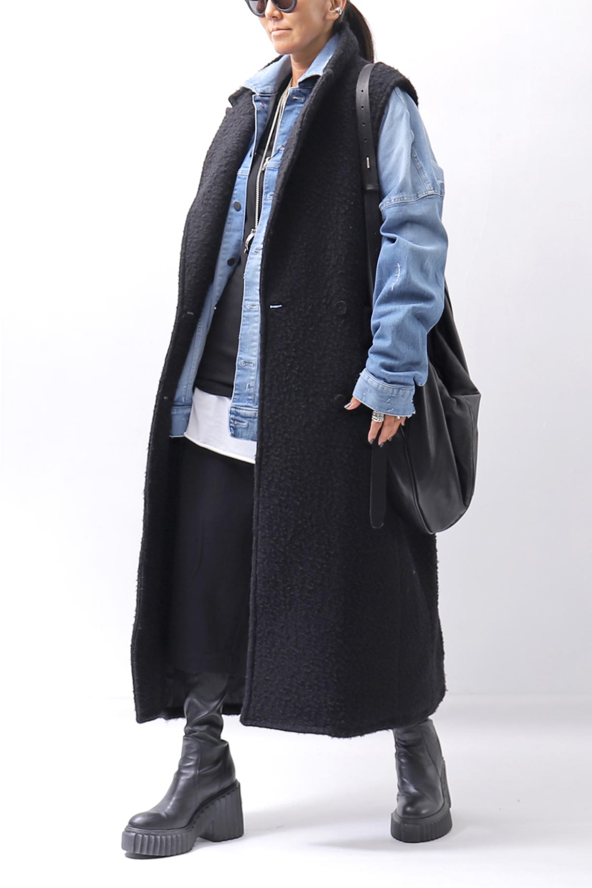 【NOSTRASANTISSIMA】 CASENTINO &amp; TULLE GILET J106_BLACK