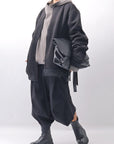 【PLÜ】 UNISEX OVERSIZED COTTON NEOPRENE BOMBER JACKET PL10_BLACK