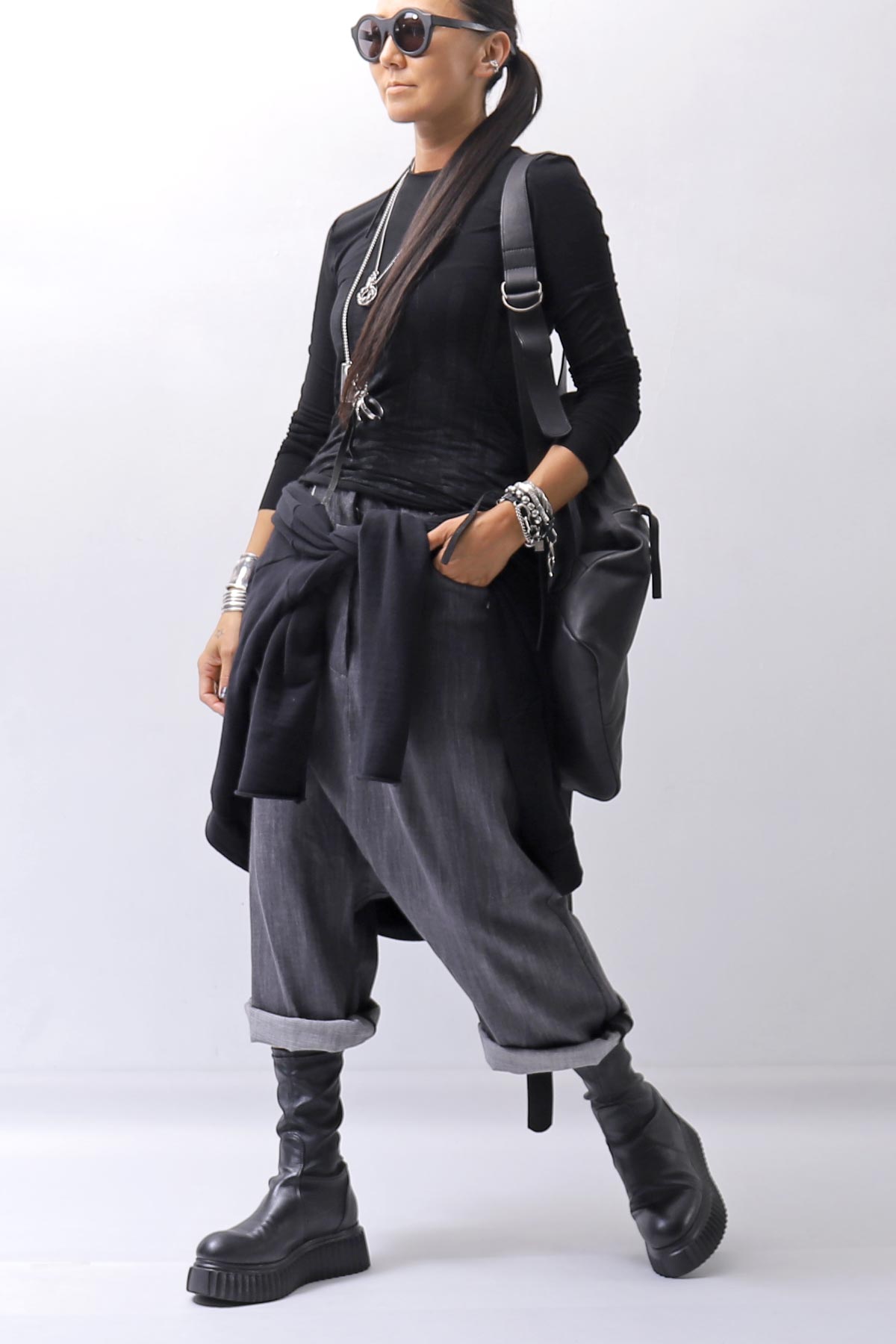 【thom/krom】 SLIM FIT PAINT TOP WTS595_BLACK