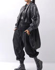 【DANIELE BASTA】 DOLMAN SLEEVE LEATHER SHORT BOMBER JACKET DB1301_BLACK