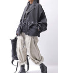 【RUNDHOLZ】 DENIM GLOSS DOLMAN SLEEVE JACKET 103_BLACK GLOSS