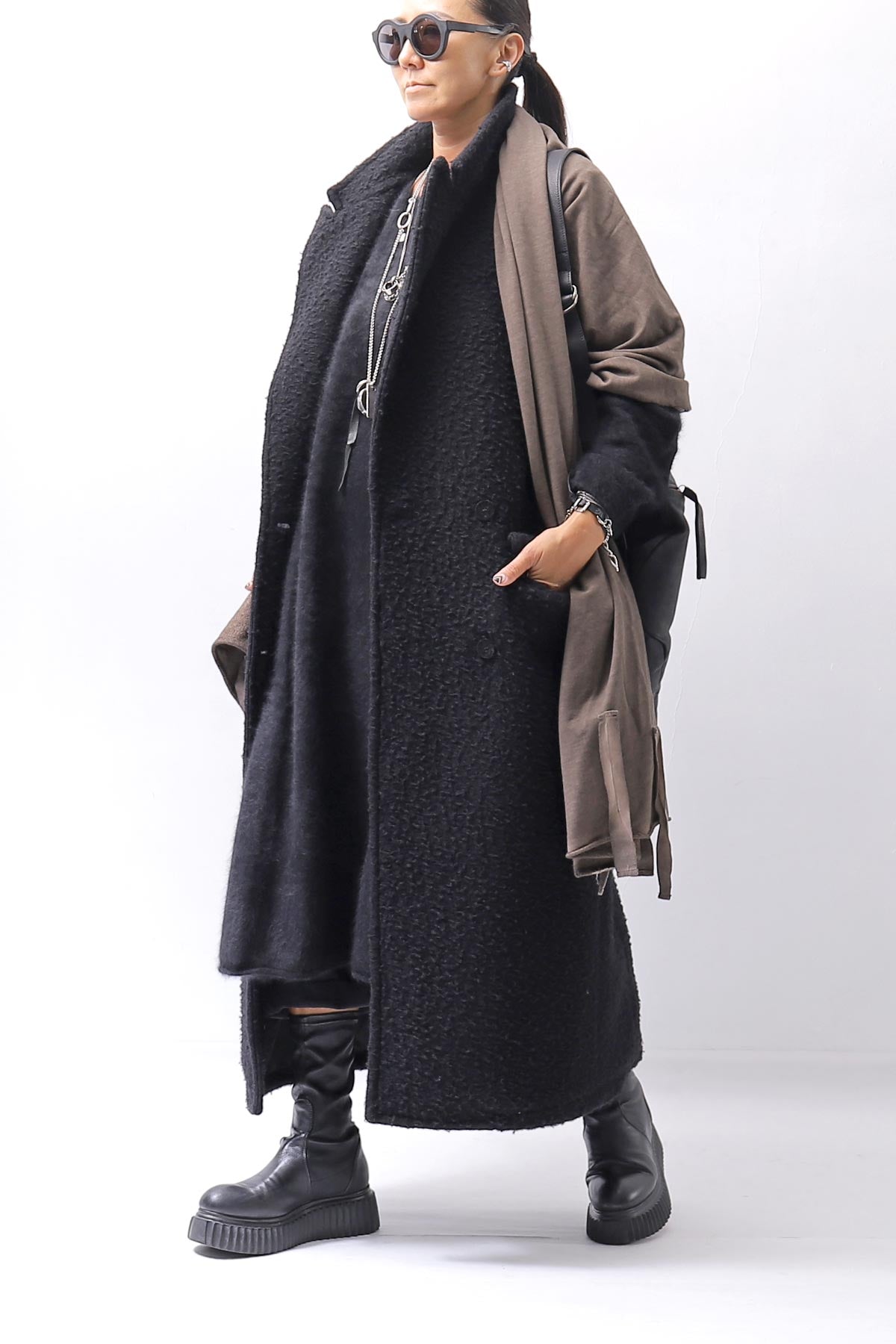 【RUNDHOLZ】 RACCOON COCOON KNIT DRESS_BLACK