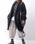 【NOSTRASANTISSIMA】 UNISEX OVERSIZED COCOON VIRGIN WOOL BOA KNIT CARDIGAN_BLACK