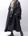 【RUNDHOLZ】 OVER SIZED BIG LAPEL LONG COAT_BLACK MEL