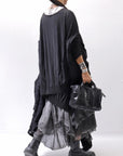 【RUNDHOLZ】 UNISEX TWIST COTTON BACK LAYERED ASYMMETRY TOP 256 0531_BLACK