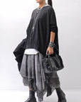 【RUNDHOLZ】 UNISEX TWIST COTTON BACK LAYERED ASYMMETRY TOP 256 0531_BLACK