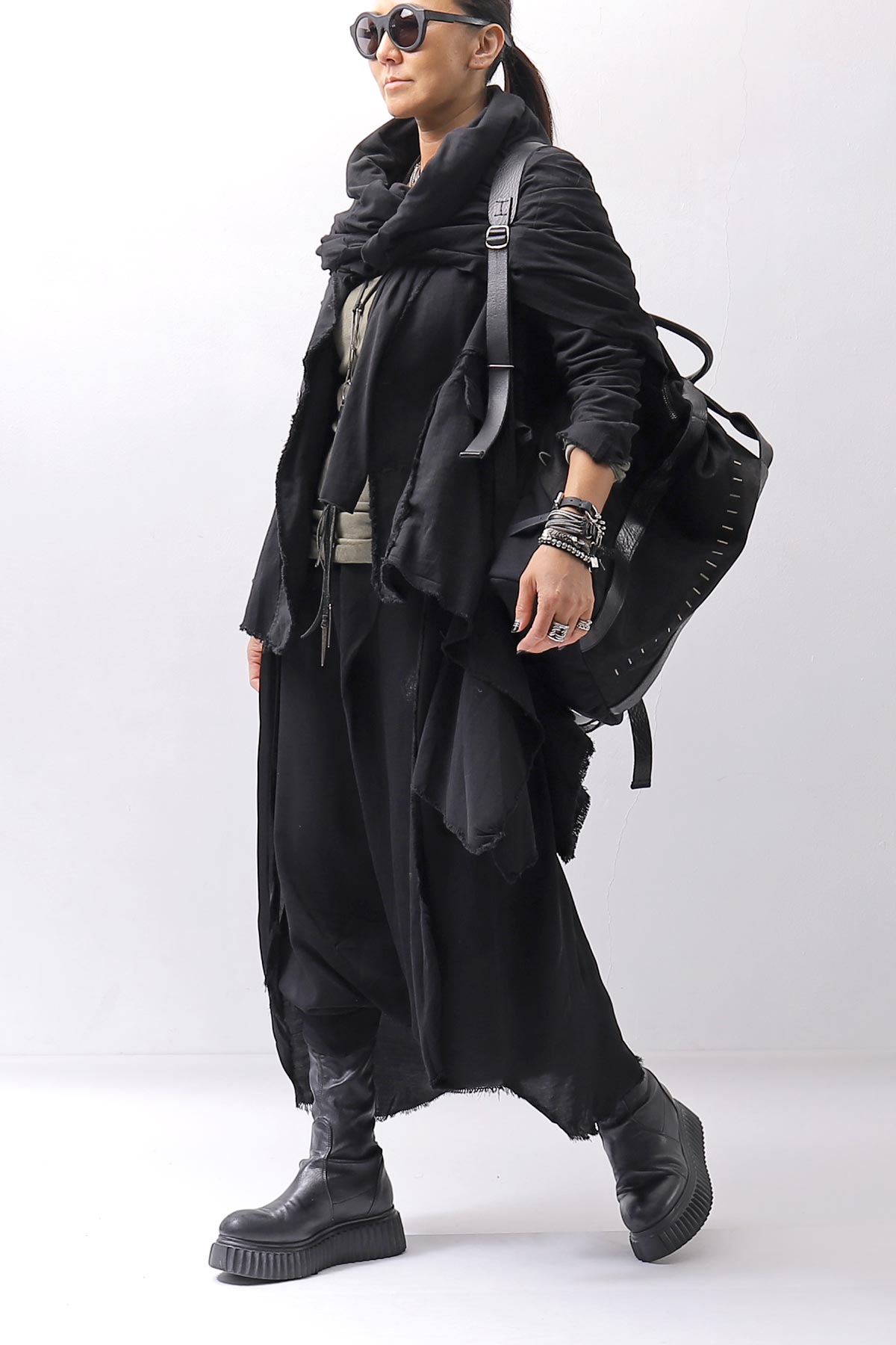 【sanctamuerte】 BACK DETACHABLE ASYMMETRY COTTON JACKET_BLACK