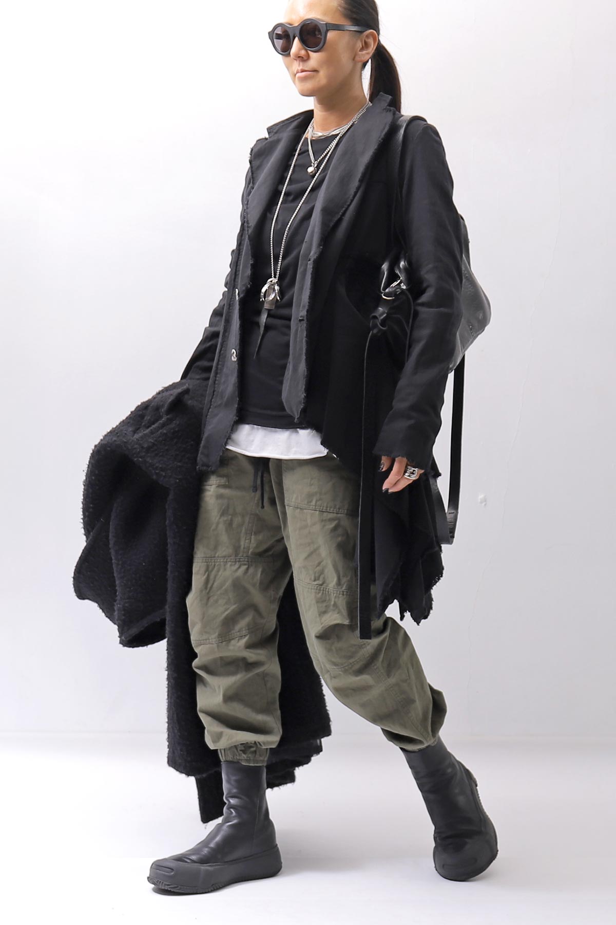 【sanctamuerte】 BACK DETACHABLE ASYMMETRY COTTON JACKET_BLACK