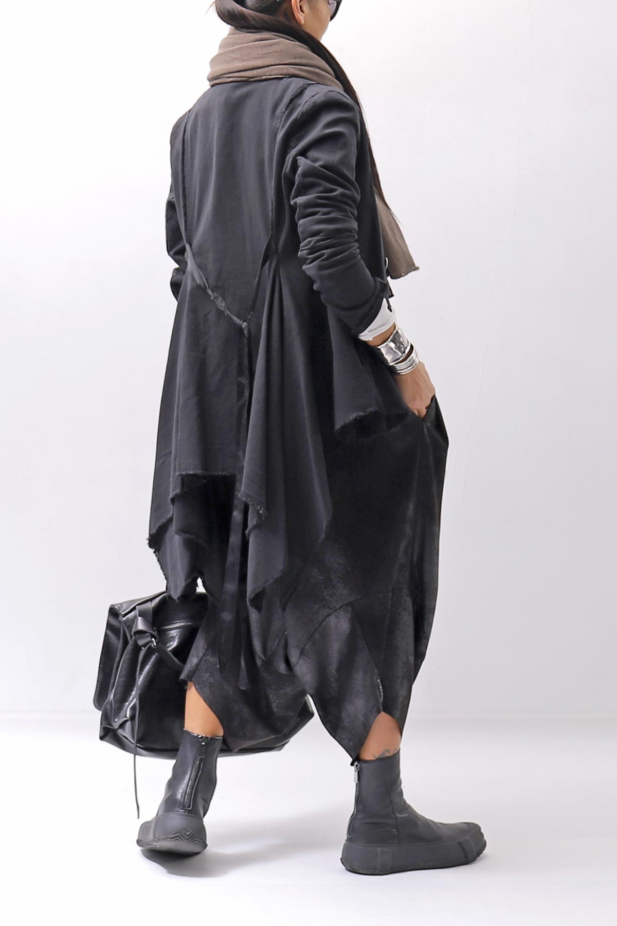 【sanctamuerte】 BACK DETACHABLE ASYMMETRY COTTON JACKET_BLACK