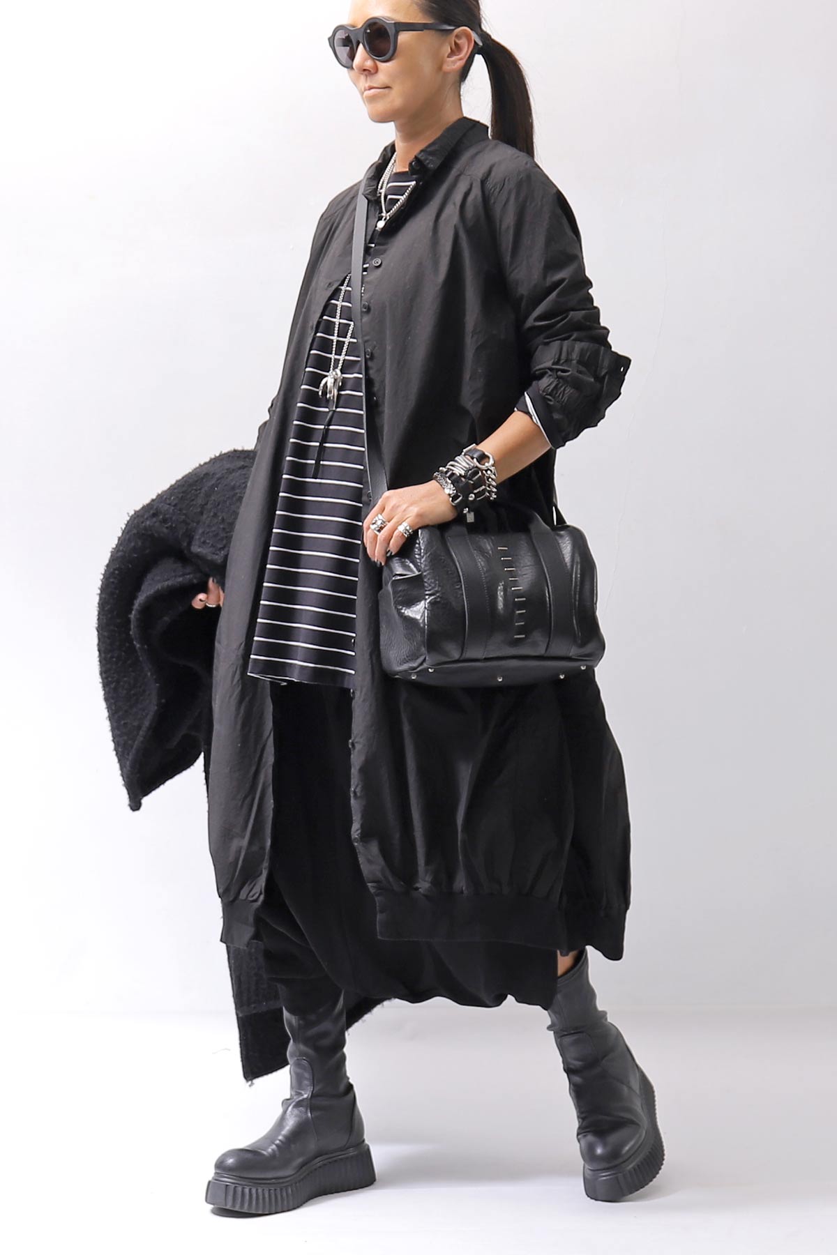 【RUNDHOLZ】 UNISEX COTTON RIB SHIRT CARDIGAN 253 0933_BLACK