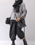 【bajra】 UNISEX BACK DRAPE& PRINTED LIGHT SWEAT TOP 159QK04_GREY PRINTED