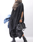 【RUNDHOLZ】 2WAY HOLE ASYMMETRY DRAPE LONG TOP DRESS 252 0937_BLACK