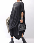 【RUNDHOLZ】 2WAY HOLE ASYMMETRY DRAPE LONG TOP DRESS 252 0937_BLACK