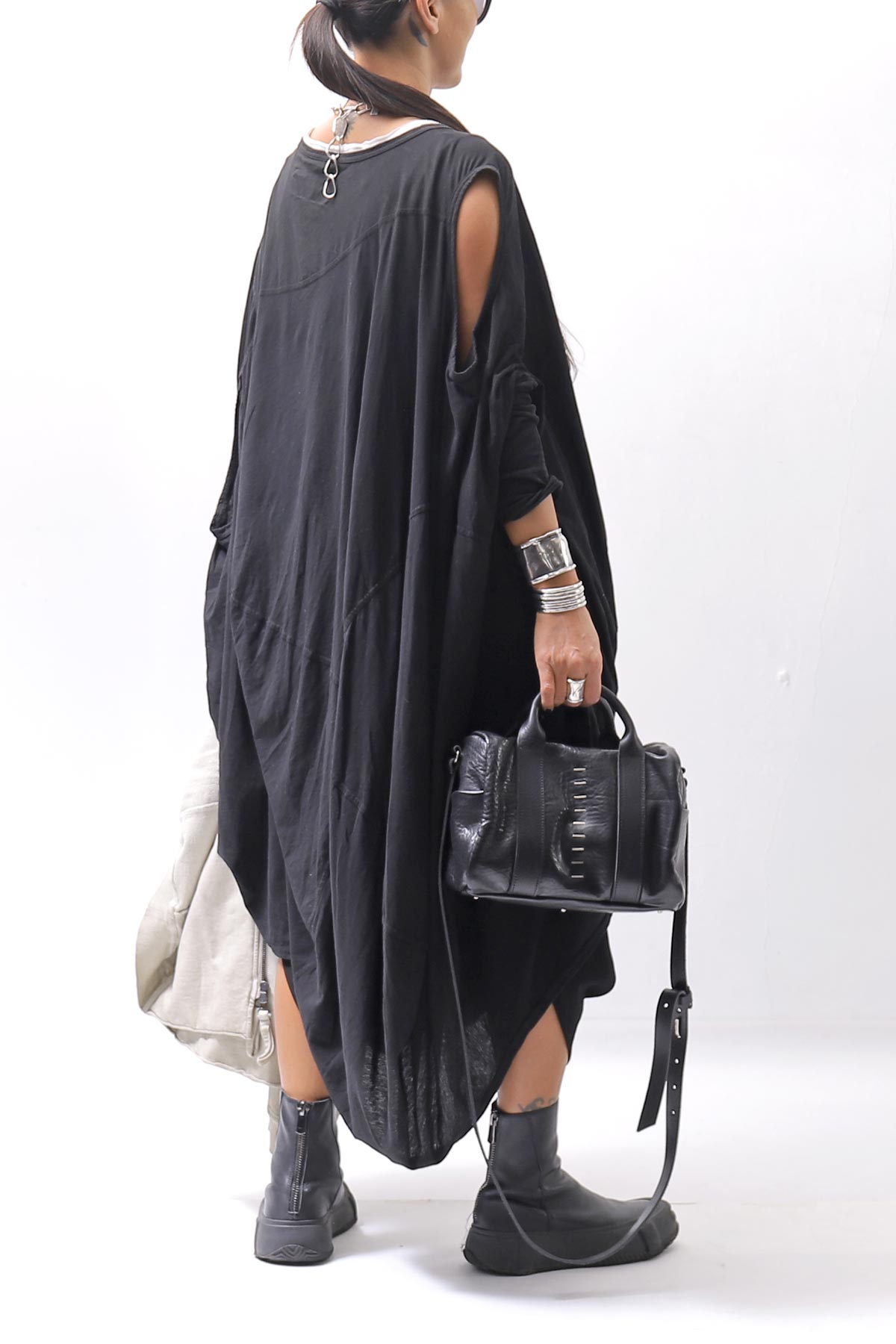 【RUNDHOLZ】 2WAY HOLE ASYMMETRY DRAPE LONG TOP DRESS 252 0937_BLACK
