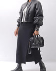 【thom/krom】 SKIN COTTON SLEEVE-LESS LONG DRESS WD58_BLACK