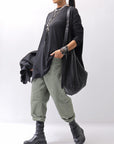 【NOSTRASANTISSIMA】UNISEX STRETCH COTTON LOW CROTCH DENIM PANTS P102_MATCHA LATTE