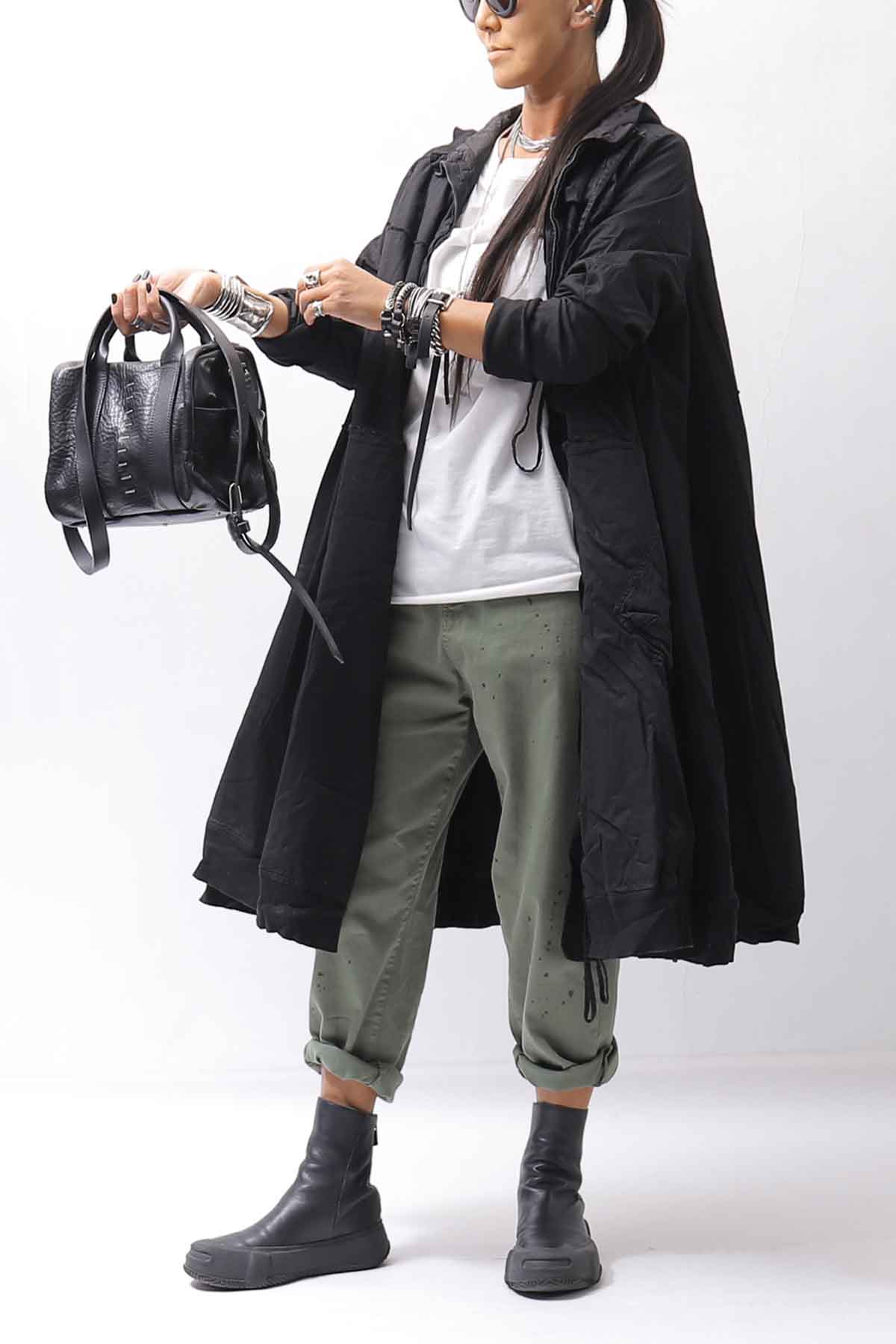 【NOSTRASANTISSIMA】UNISEX STRETCH COTTON LOW CROTCH DENIM PANTS P102_MATCHA LATTE