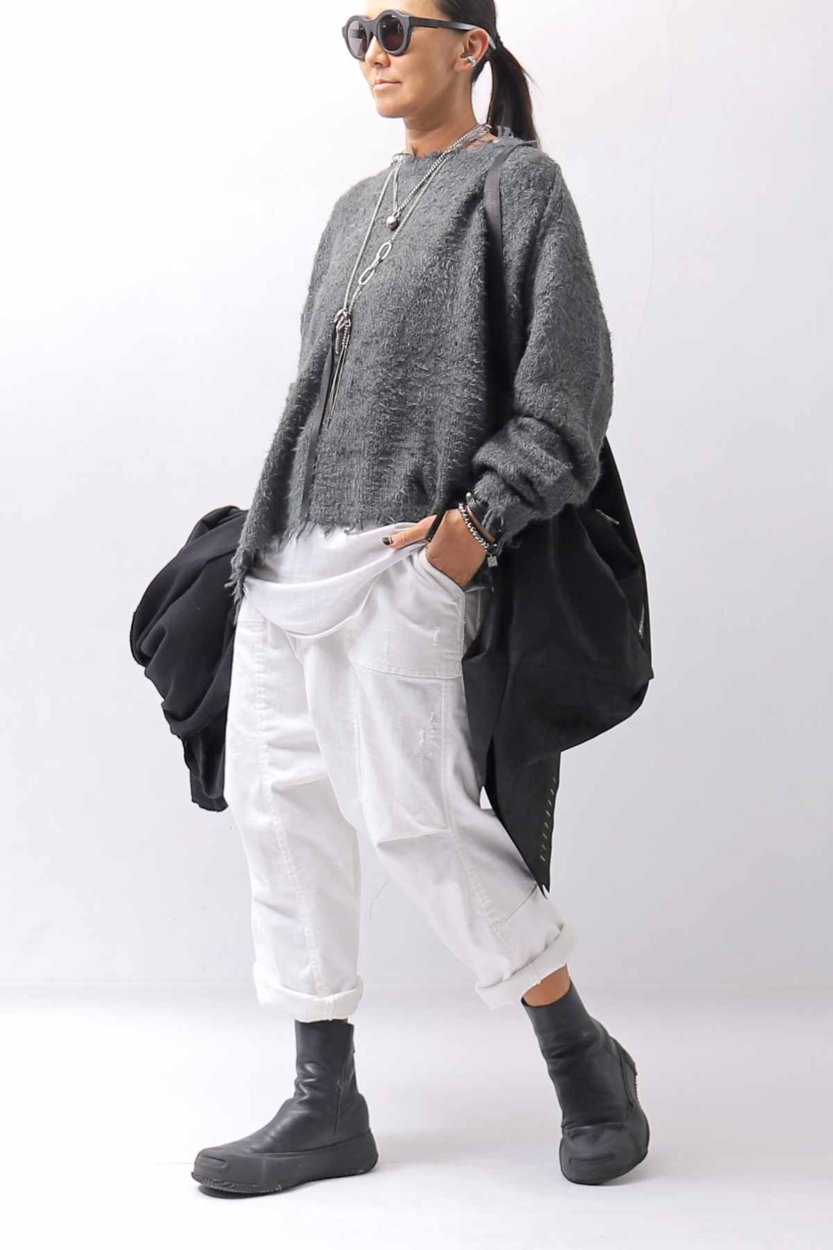 【RUNDHOLZ】 OVERSIZED GRUNGE SILK KNIT_SEAWEED