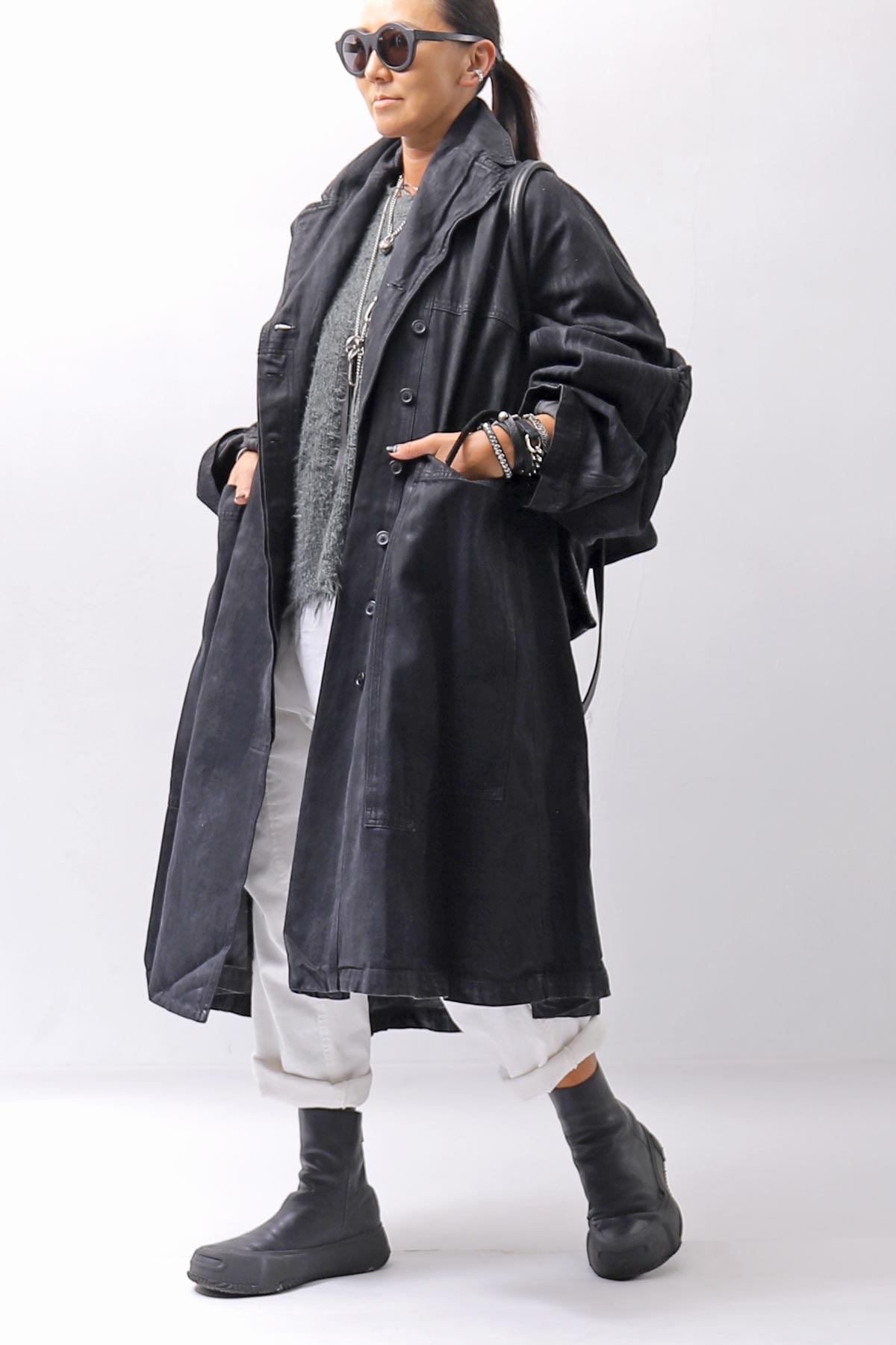 【RUNDHOLZ】 OVERSIZED GRUNGE SILK KNIT_SEAWEED
