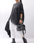 【RUNDHOLZ】 UNISEX OVER SIZED PAPER COTTON TOP _BLACK