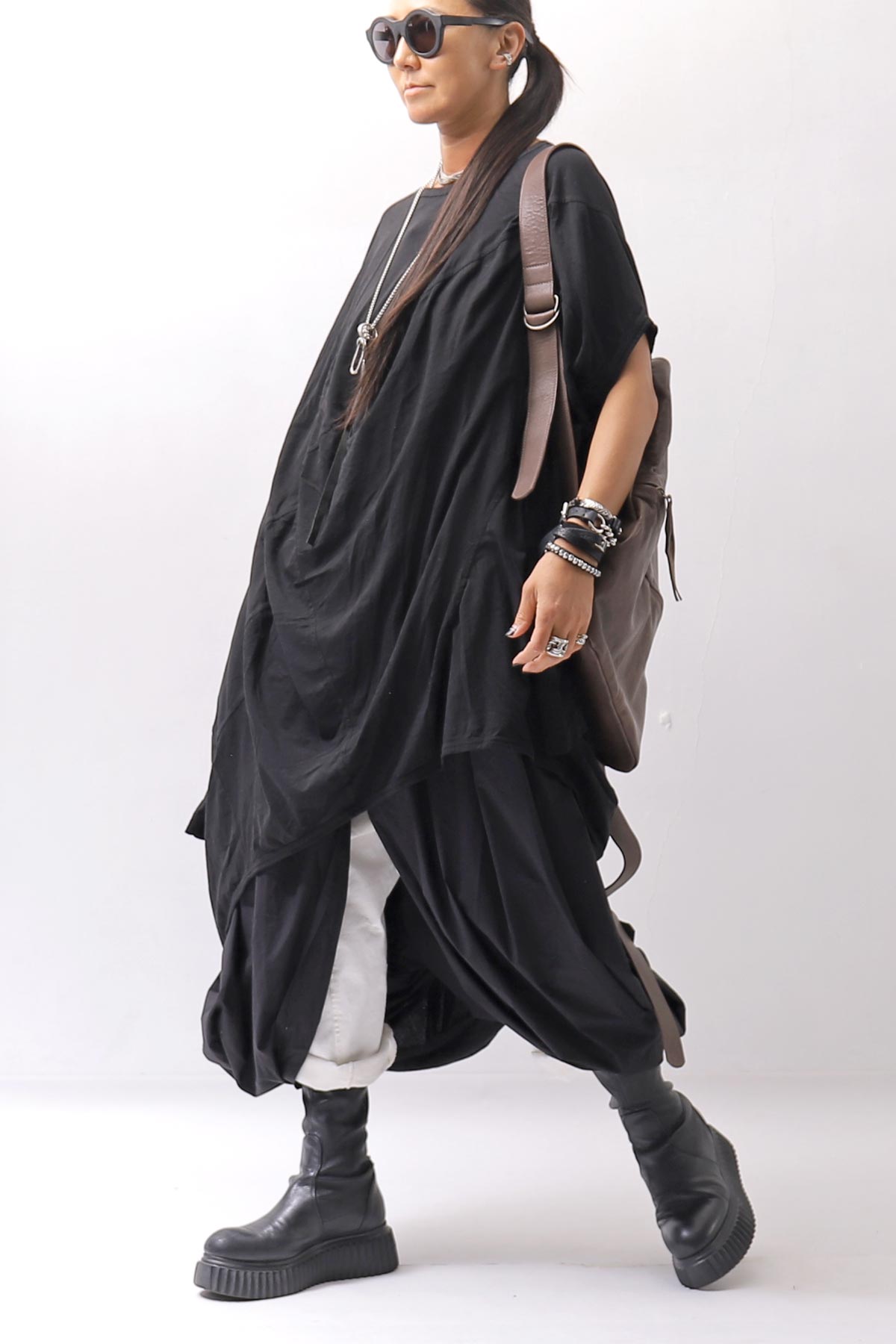 【RUNDHOLZ】 BALLOON OPEN SHIRT DRESS _BLACK