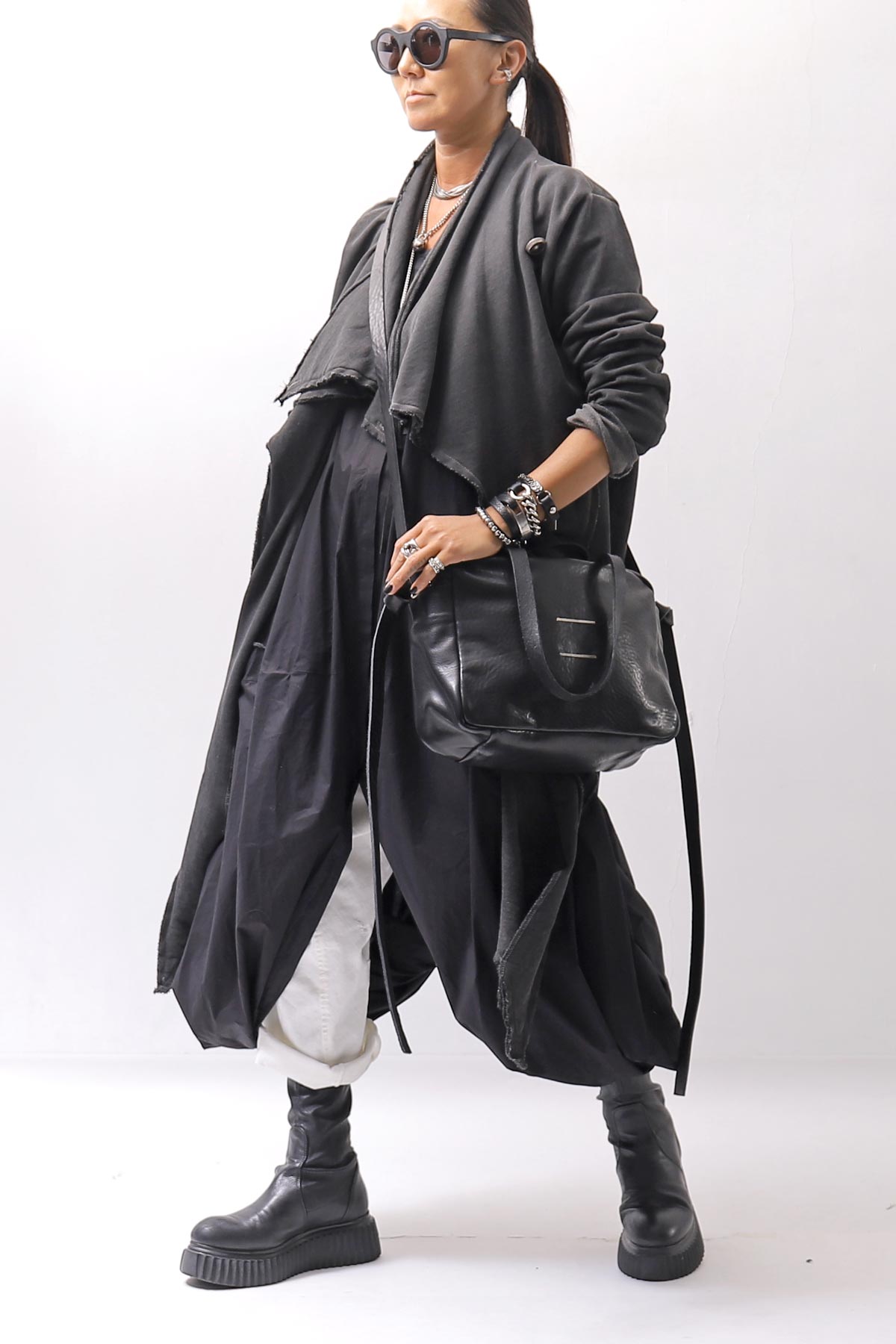 【RUNDHOLZ】 BALLOON OPEN SHIRT DRESS _BLACK