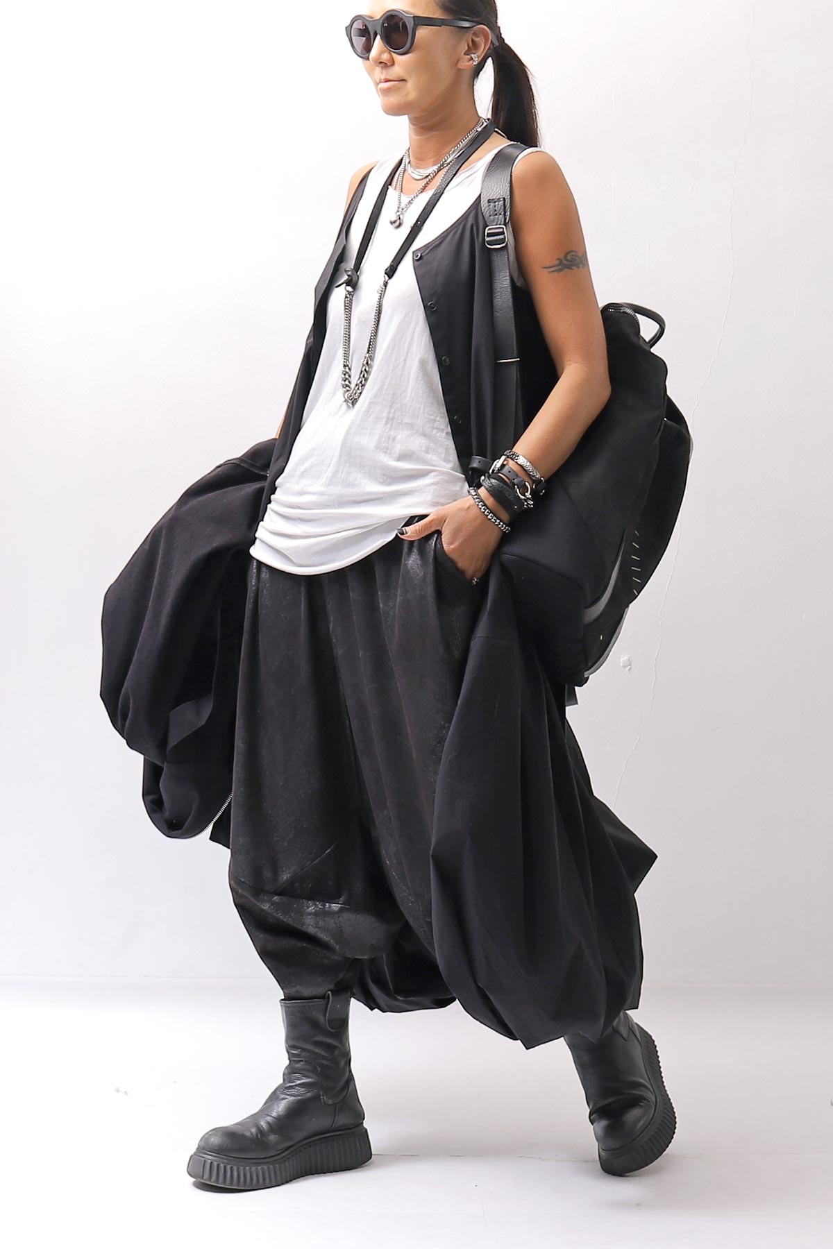 【RUNDHOLZ】 BALLOON OPEN SHIRT DRESS _BLACK