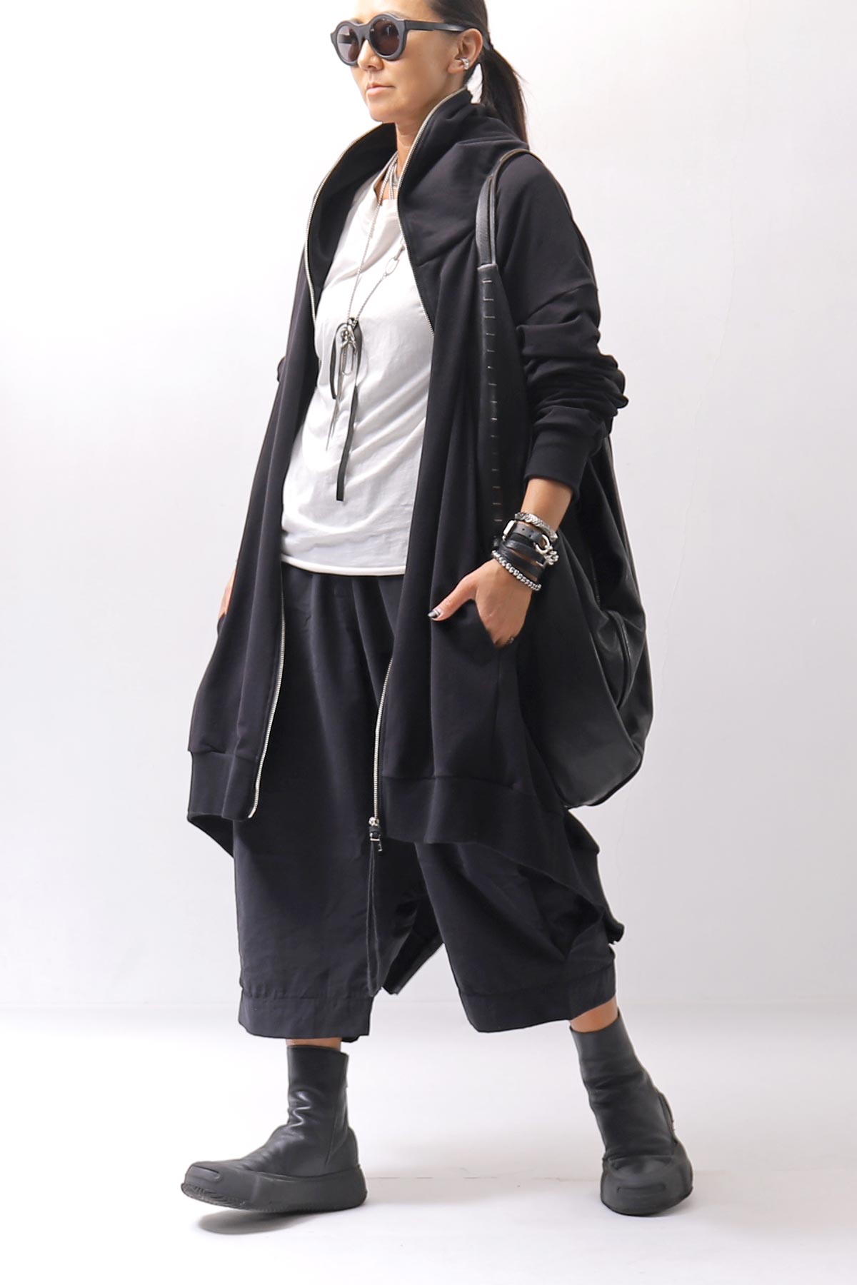 【bajra】 UNISEX 2WAY SWEAT ZIP-UP CARDIGAN 160QK03_BLACK