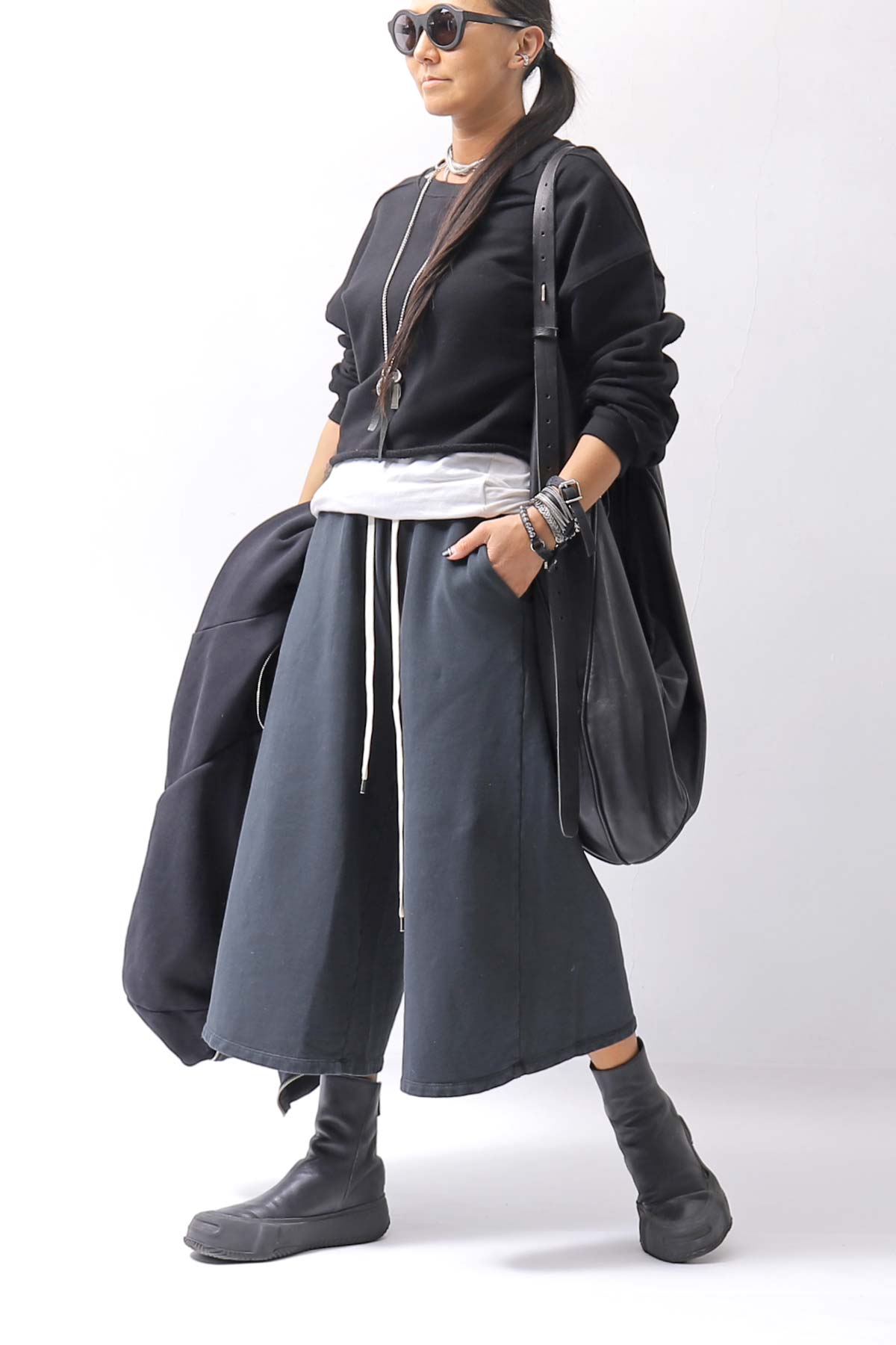 【NOSTRASANTISSIMA】SWEAT COTTON WIDE EASY PANTS FP141_BLACK