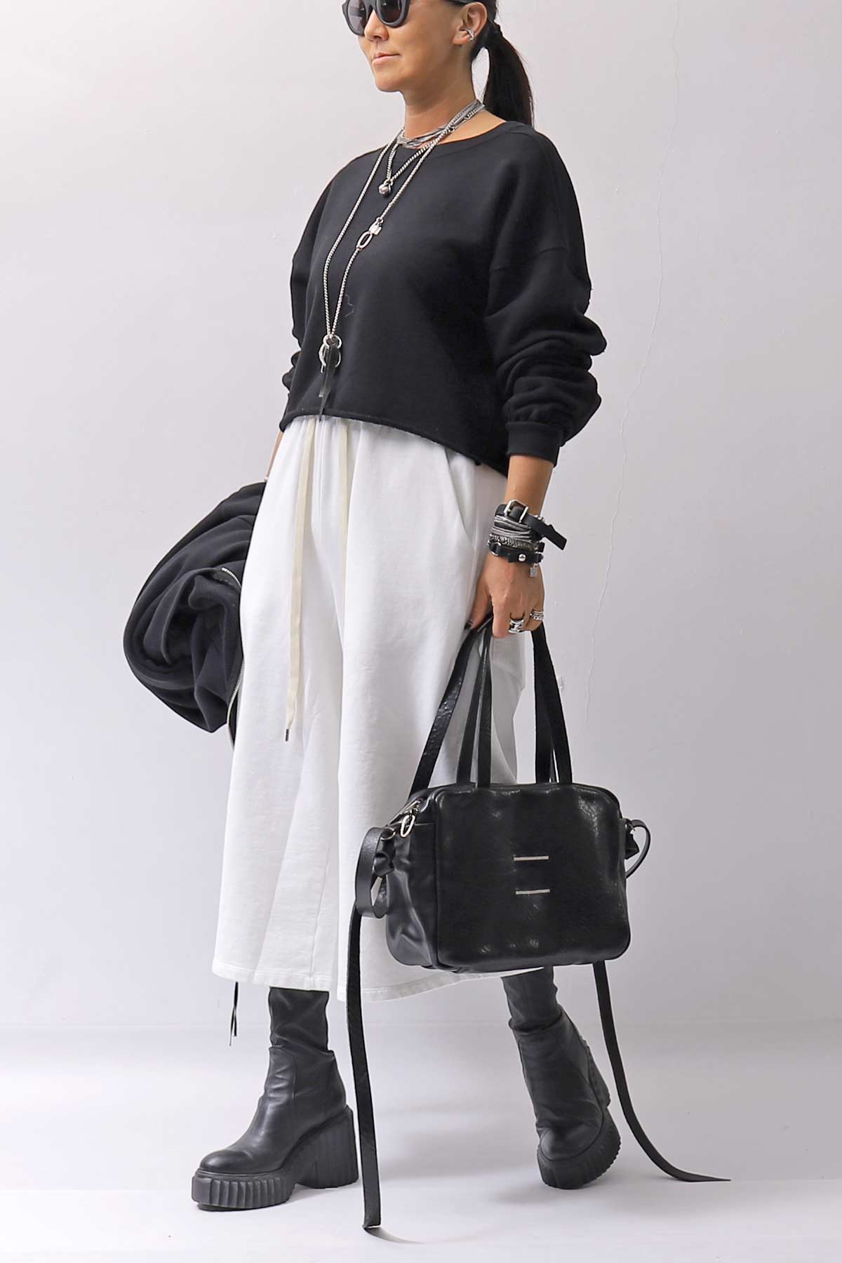 【NOSTRASANTISSIMA】SWEAT COTTON WIDE EASY PANTS FP141_WHITE