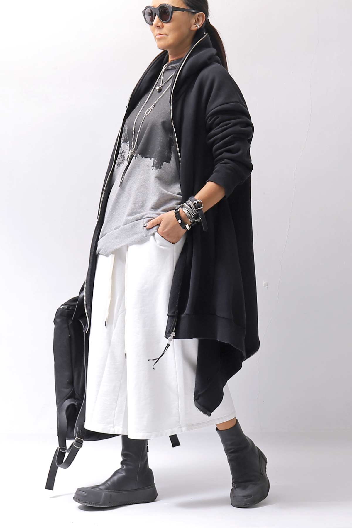 【NOSTRASANTISSIMA】SWEAT COTTON WIDE EASY PANTS FP141_WHITE