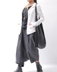 【studio b3】 UNSEX COATED LINEN＆BAMBOO BOX SARROUEL PANTS NB2123_BLACK