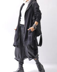 【studio b3】 UNSEX COATED LINEN＆BAMBOO BOX SARROUEL PANTS NB2123_BLACK